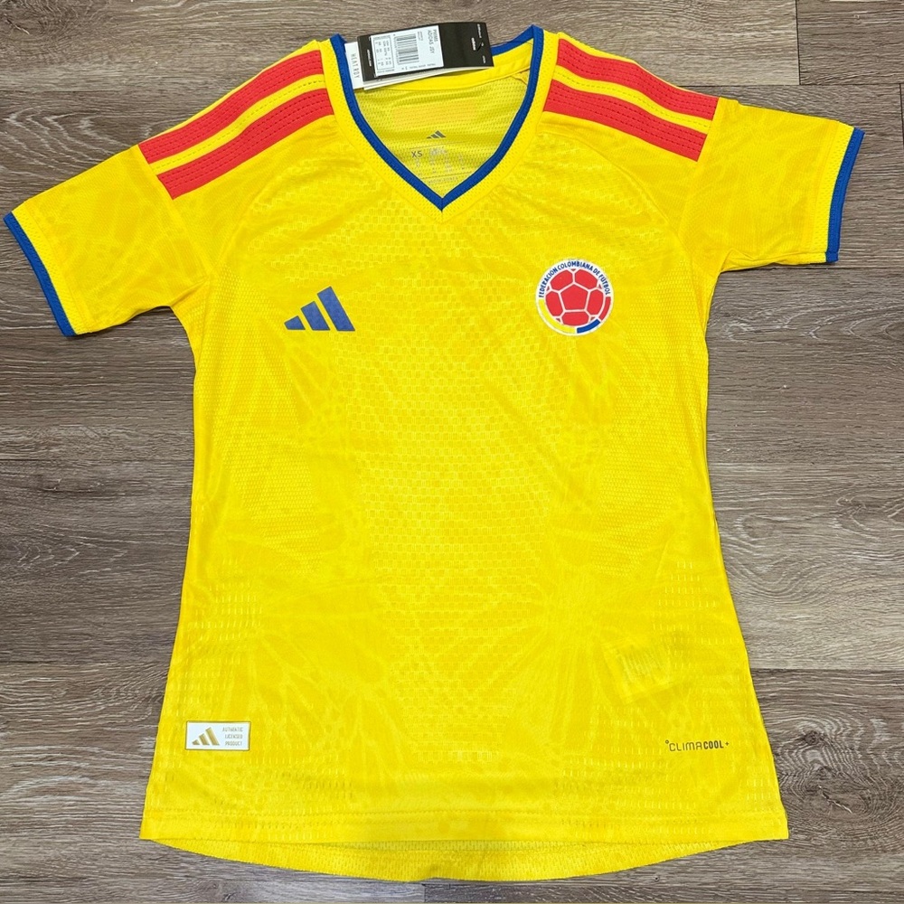 adidas Women's Yellow Soccer Jersey with Red and Blue Details